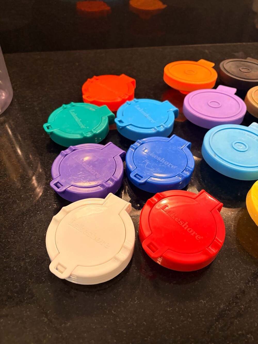 Lakeshore and S&S Worldwide No Spill Paint Cup or Paint Jar Lids Set of 14